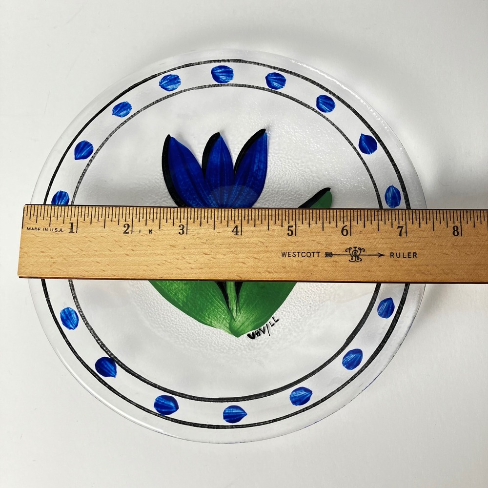 Kosta Boda Tulipa 7.5" Glass Hand Painted Tulip Salad Plates Ulrica Hydman UHV - Picture 3 of 12